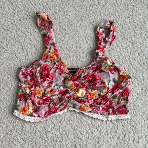 Happening in the Present Floral Burst Crop Top